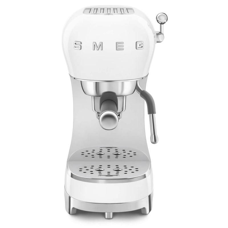 Smeg 50's Style Retro ECF02 Espresso Coffee Machine & CGF11 Coffee Grinder - White