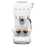 Smeg 50's Style Retro ECF02 Espresso Coffee Machine & CGF11 Coffee Grinder - White