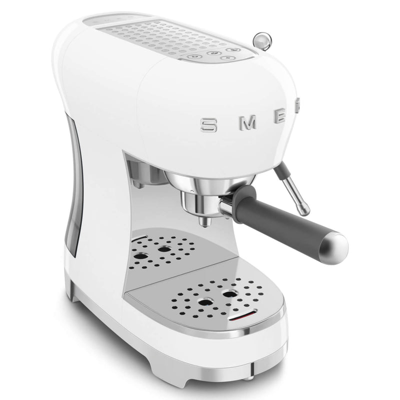 Smeg 50's Style Retro ECF02 Espresso Coffee Machine & CGF11 Coffee Grinder - White