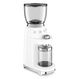 Smeg 50's Style Retro ECF02 Espresso Coffee Machine & CGF11 Coffee Grinder - White