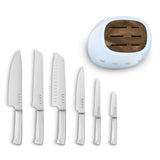 Smeg 50's Style Retro KBSF02 7-Piece Knife Block Set - Pastel Blue