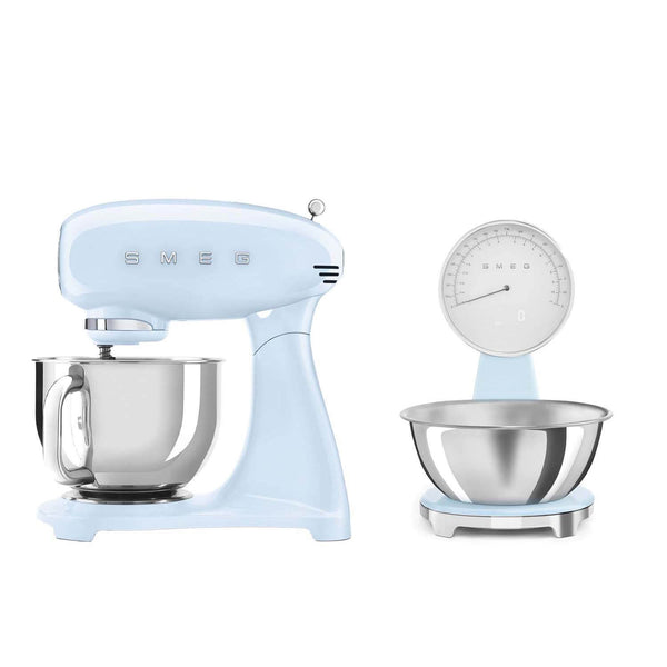 Smeg 50's Style Retro SMF03 Stand Mixer & KSF01 Retro Scales - Pastel Blue