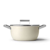 Smeg Cookware 24cm Non-Stick Ceramic Coated Casserole Pan - Cream