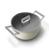 Smeg Cookware 24cm Non-Stick Ceramic Coated Casserole Pan - Cream