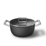 Smeg Cookware 24cm Non-Stick Ceramic Coated Casserole Pan - Matte Black