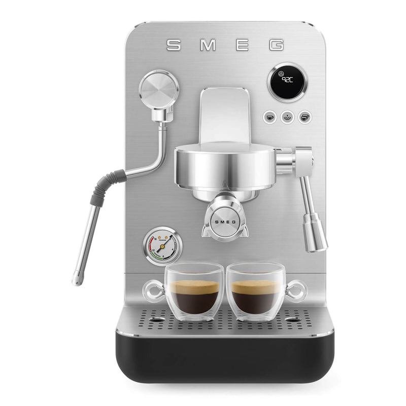 Smeg EMC02 Mini Pro Espresso Coffee Machine & CGF02 Stainless Steel Coffee Grinder - Matte Black