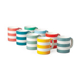 W.M Bartleet & Sons 1 Pint Porcelain Stripe Mug - Coral Pink