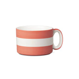 W.M Bartleet & Sons 0.8 Pint Wide Porcelain Stripe Mug - Coral Pink