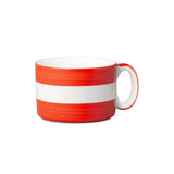 W.M Bartleet & Sons 0.8 Pint Wide Porcelain Stripe Mug - Poppy Red
