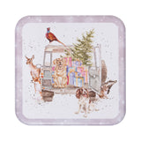 Wrendale Designs by Hannah Dale 16.7cm Square Christmas Tin - Winter Woodland