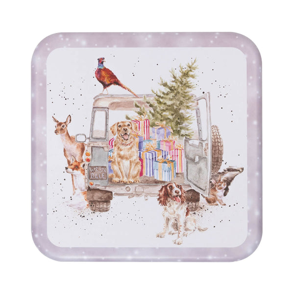 Wrendale Designs by Hannah Dale 16.7cm Square Christmas Tin - Winter Woodland
