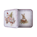 Wrendale Designs by Hannah Dale 16.7cm Square Christmas Tin - Winter Woodland