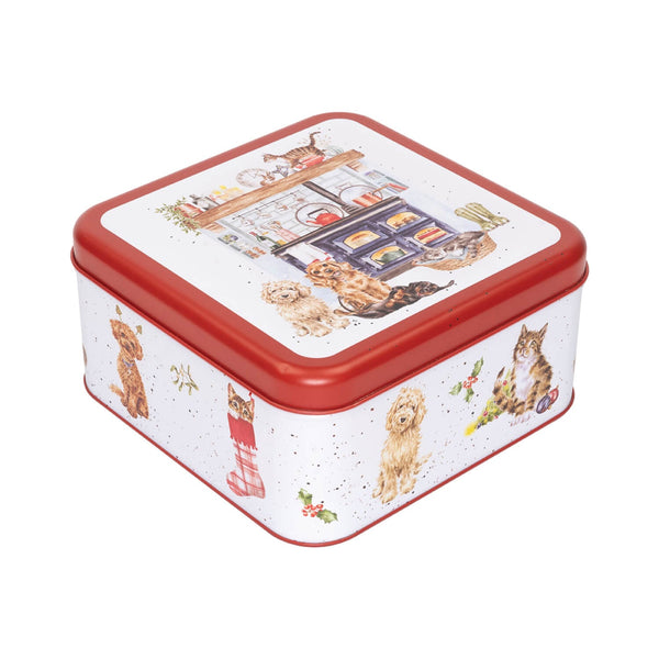 Wrendale Designs by Hannah Dale 16.7cm Square Christmas Tin - Country Kitchen