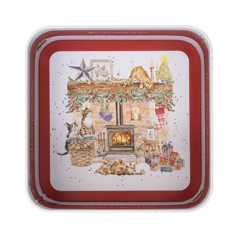 Wrendale Designs by Hannah Dale 16.7cm Square Christmas Tin - Country Kitchen