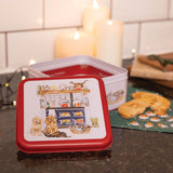 Wrendale Designs by Hannah Dale 16.7cm Square Christmas Tin - Country Kitchen