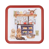 Wrendale Designs by Hannah Dale 16.7cm Square Christmas Tin - Country Kitchen