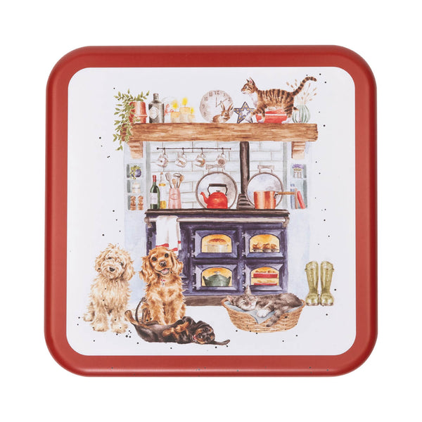 Wrendale Designs by Hannah Dale 16.7cm Square Christmas Tin - Country Kitchen