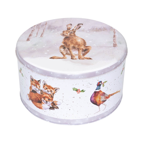 Wrendale Designs by Hannah Dale 22cm Round Christmas Tin - Winter Woodland