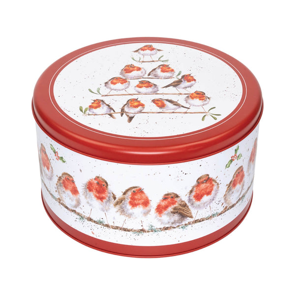 Wrendale Designs by Hannah Dale 22cm Round Christmas Tin - Rockin' Robins