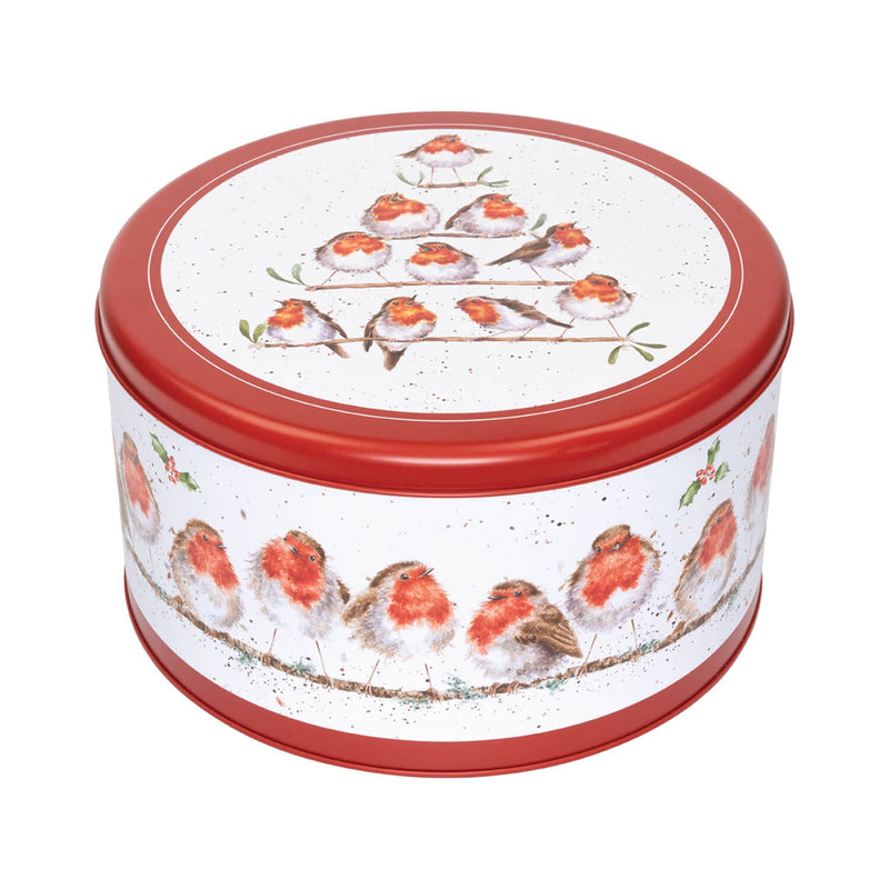 Wrendale Designs by Hannah Dale 22cm Round Christmas Tin - Rockin' Robins