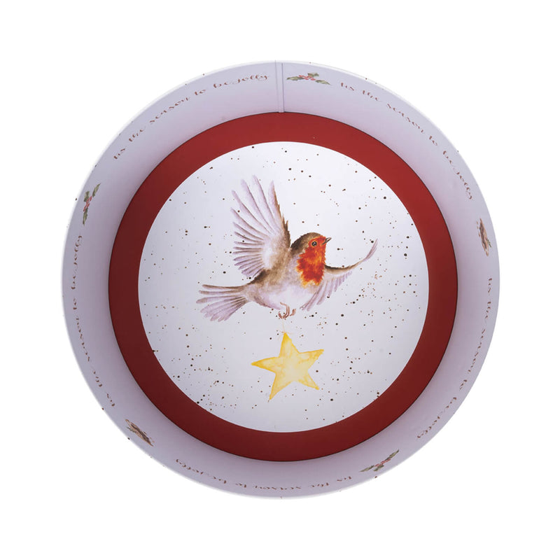 Wrendale Designs by Hannah Dale 22cm Round Christmas Tin - Rockin' Robins