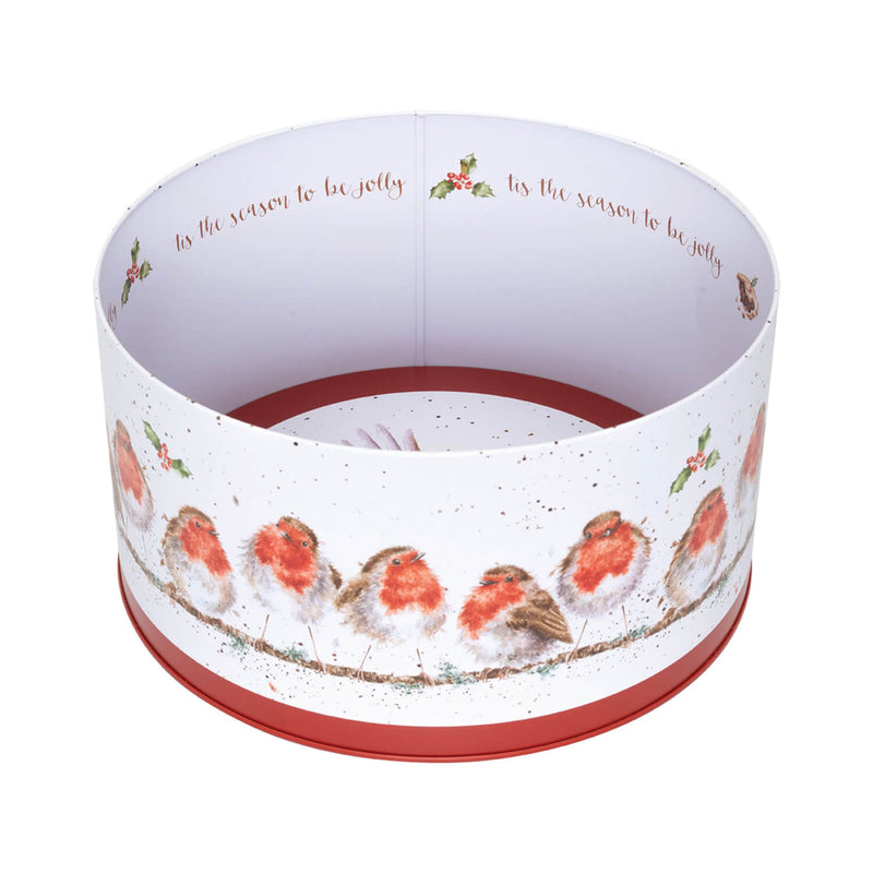 Wrendale Designs by Hannah Dale 22cm Round Christmas Tin - Rockin' Robins