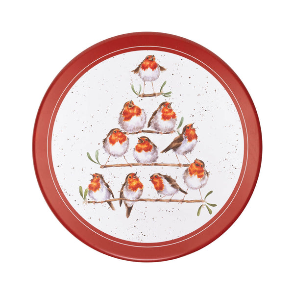 Wrendale Designs by Hannah Dale 22cm Round Christmas Tin - Rockin' Robins