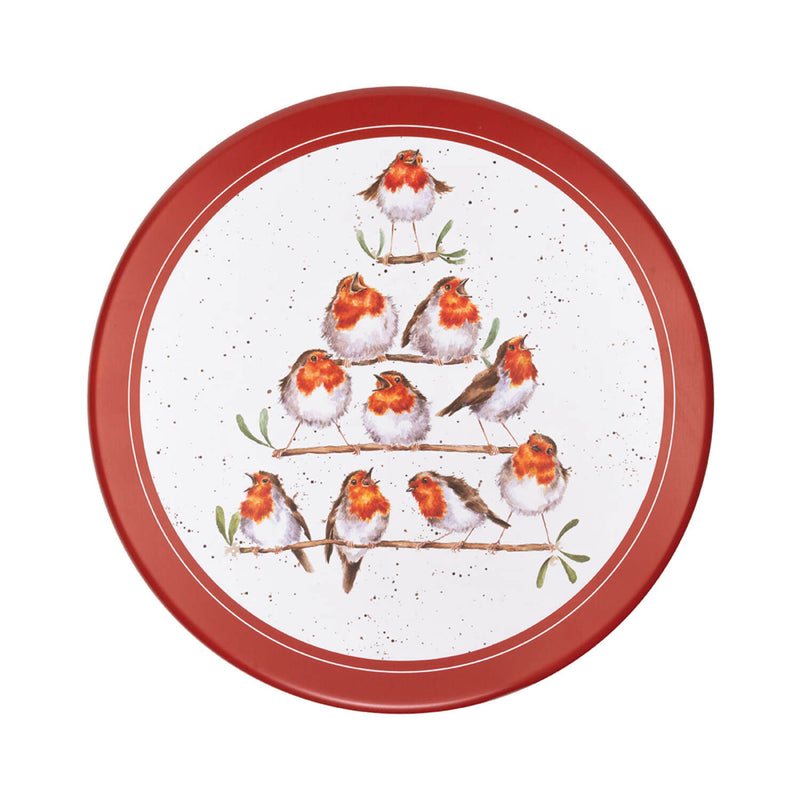 Wrendale Designs by Hannah Dale 22cm Round Christmas Tin - Rockin' Robins