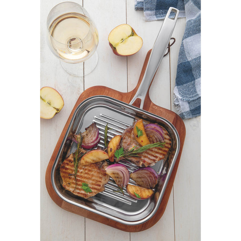 Tramontina Grano 3-Ply Stainless Steel 28cm Ribbed Griddle Pan