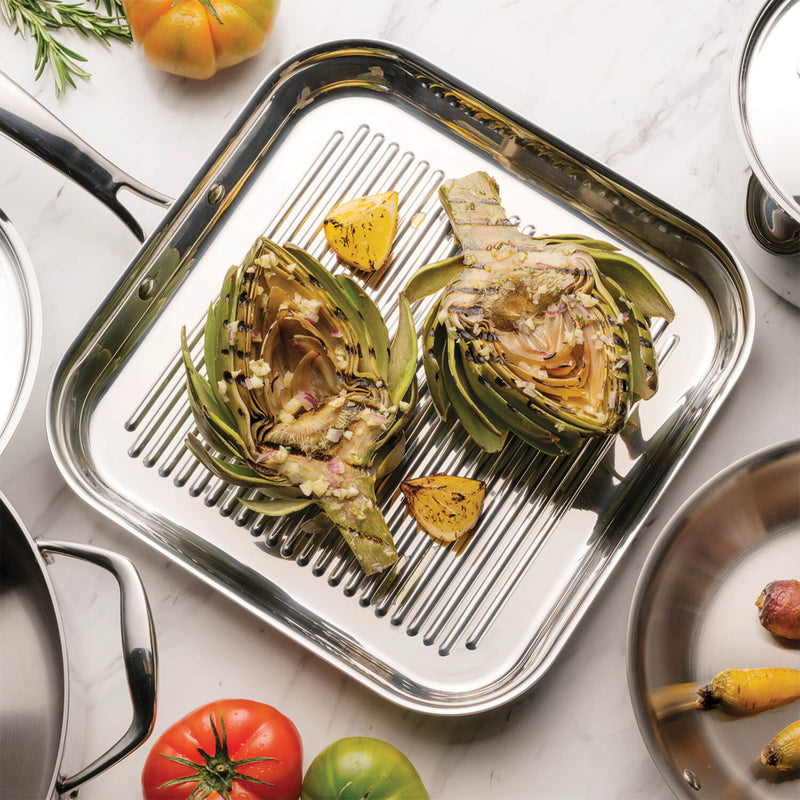 Tramontina Grano 3-Ply Stainless Steel 28cm Ribbed Griddle Pan