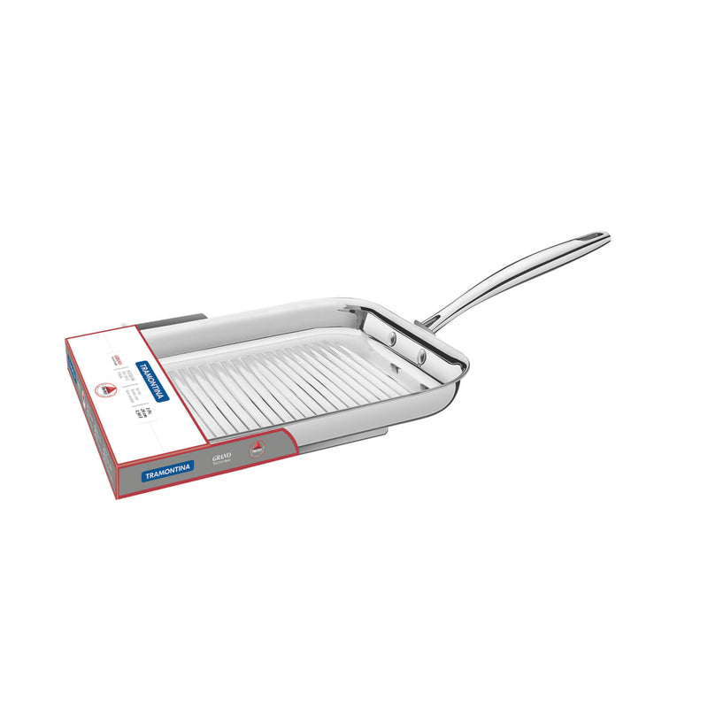 Tramontina Grano 3-Ply Stainless Steel 28cm Ribbed Griddle Pan