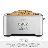 Sage Appliances BTA730 'A Bit More'™ Long Slot 4-Slice Toaster - Brushed Steel
