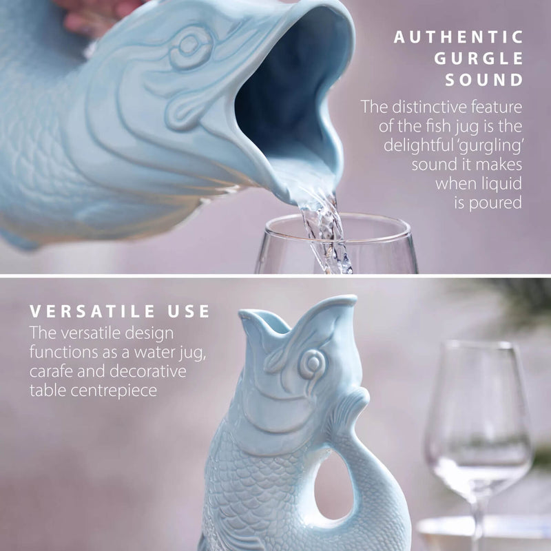 Buy Wade | Fish Earthenware 0.6 Litre Gluggle Jug - Eau De Nil ...