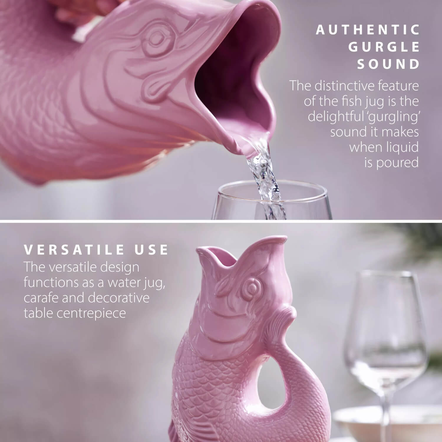 Buy Wade | Fish Earthenware 0.6 Litre Gluggle Jug - Pink – Potters Cookshop