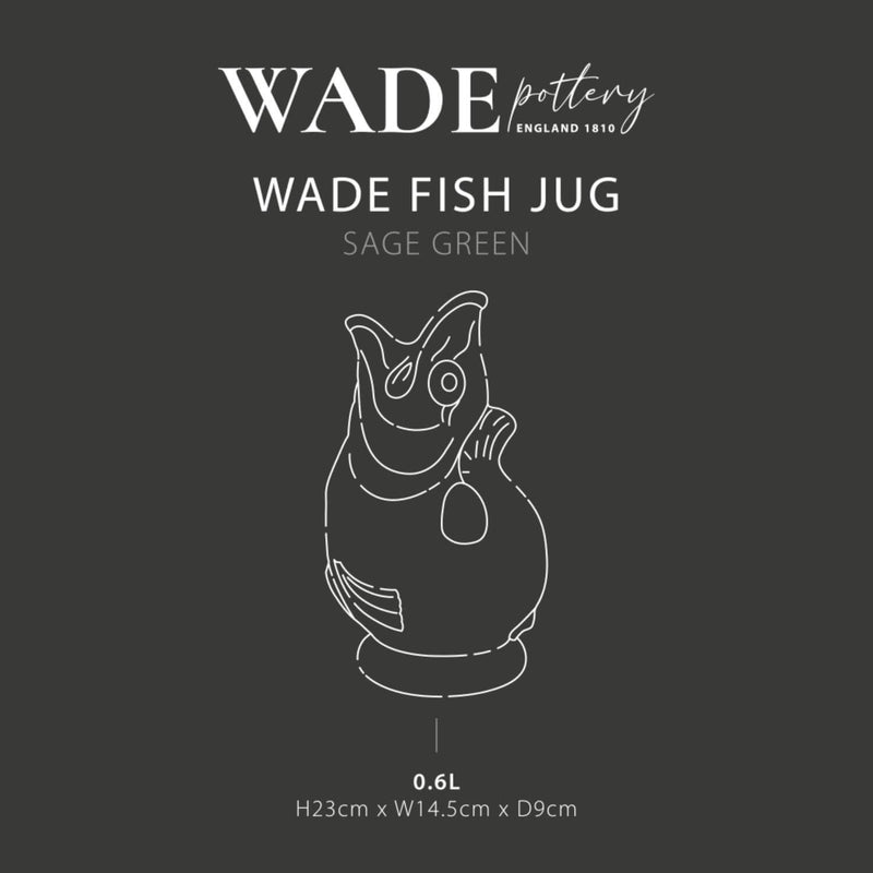 Wade Fish Earthenware 0.6 Litre Gluggle Jug - Sage