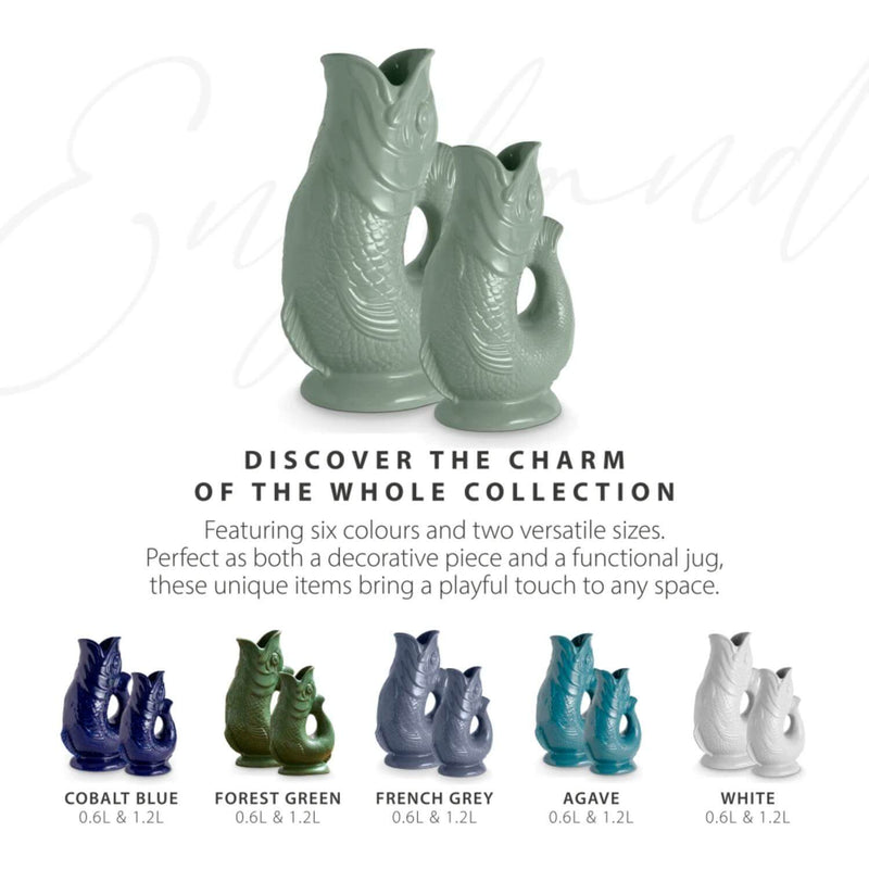 Wade Fish Earthenware 0.6 Litre Gluggle Jug - Sage