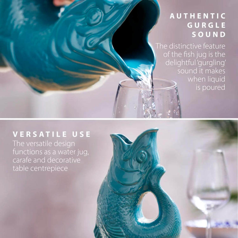 Wade Fish Earthenware 0.6 Litre Gluggle Jug - Agave