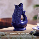 Wade Fish Earthenware 0.6 Litre Gluggle Jug - Cobalt