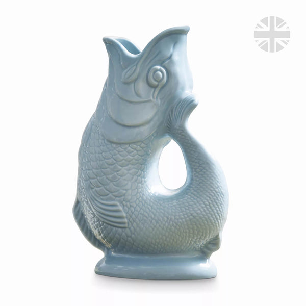 Wade Fish Earthenware 1.2 Litre Gluggle Jug - Eau De Nil