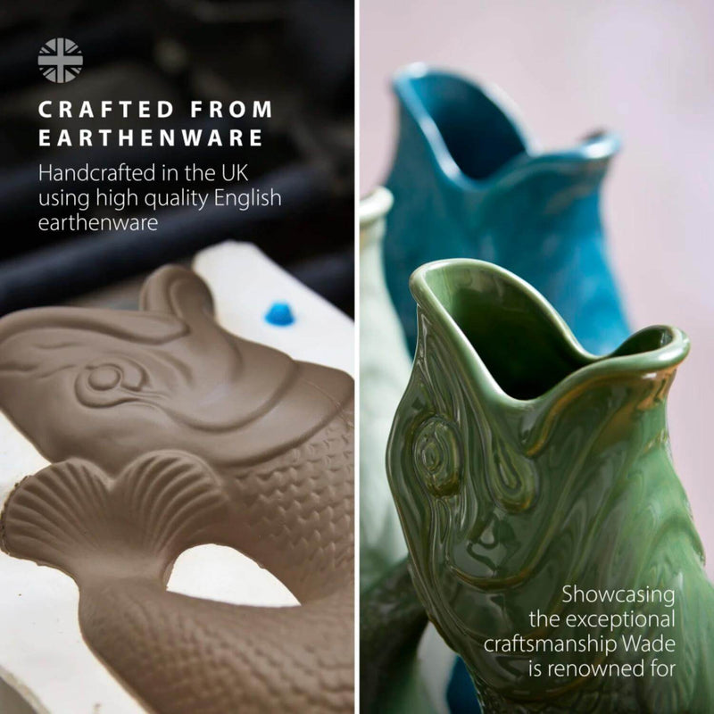 Wade Fish Earthenware 1.2 Litre Gluggle Jug - Forest Green