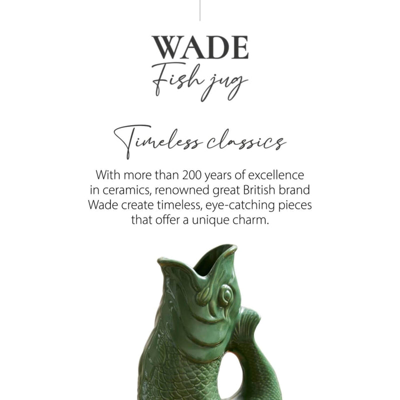 Wade Fish Earthenware 1.2 Litre Gluggle Jug - Forest Green