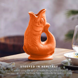 Wade Fish Earthenware 1.2 Litre Gluggle Jug - Orange