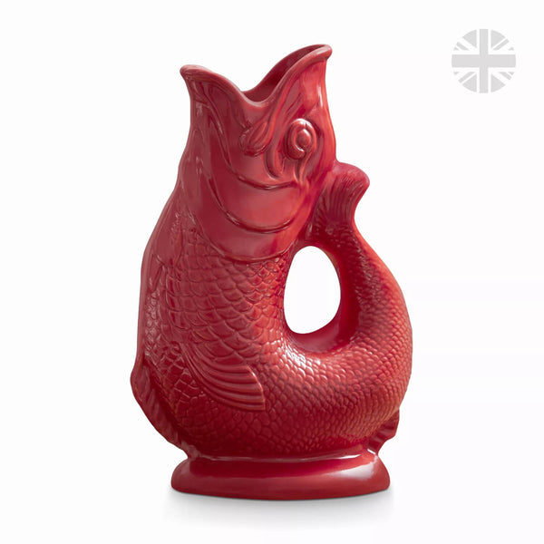 Wade Fish Earthenware 1.2 Litre Gluggle Jug - Red