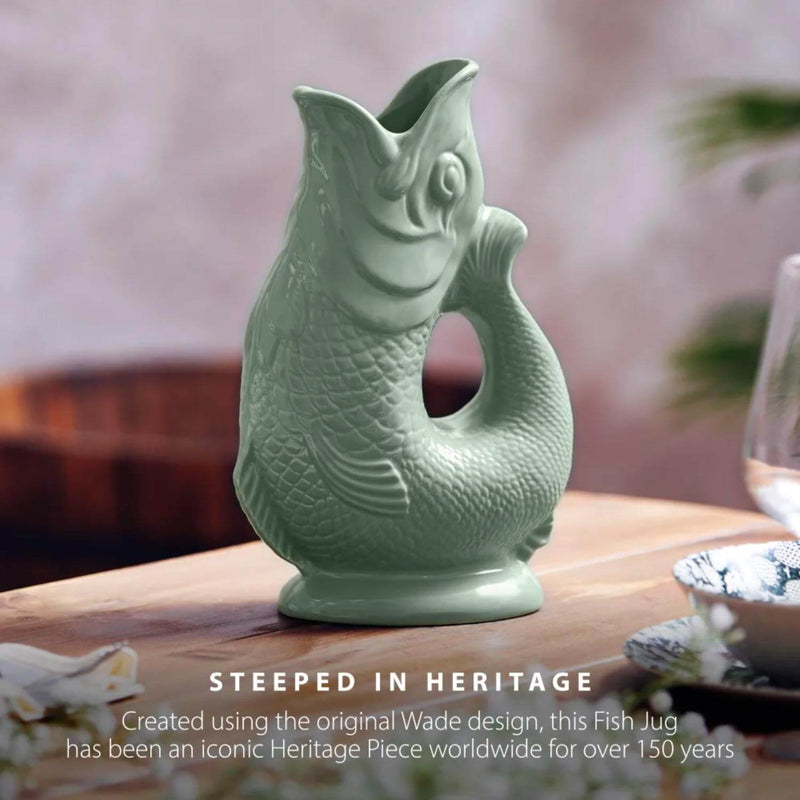Wade Fish Earthenware 1.2 Litre Gluggle Jug - Sage