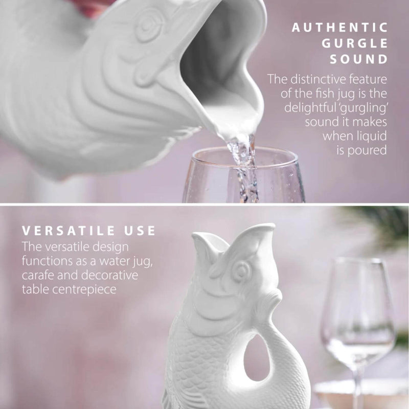 Wade Fish Earthenware 0.6 Litre Gluggle Jug - White