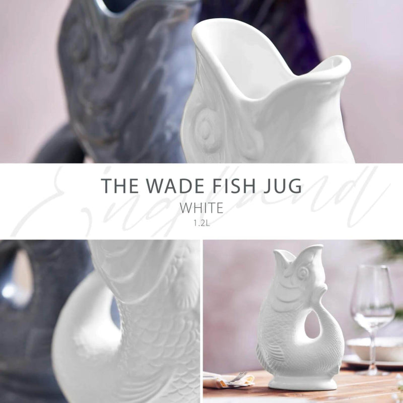 Wade Fish Earthenware 1.2 Litre Gluggle Jug - White