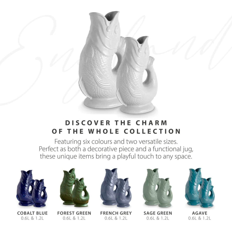 Wade Fish Earthenware 0.6 Litre Gluggle Jug - White
