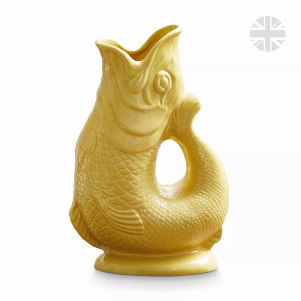 Wade Fish Earthenware 1.2 Litre Gluggle Jug - Yellow