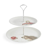 Wrendale Designs by Hannah Dale 2-Tier Fine China Cake Stand - He's A Funghi & Hedgehog