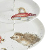 Wrendale Designs by Hannah Dale 2-Tier Fine China Cake Stand - He's A Funghi & Hedgehog
